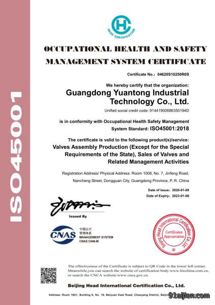 ISO45001职业安全健康管理体系认证